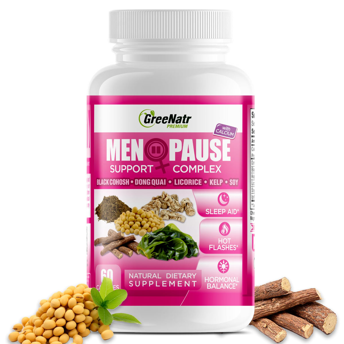 GreeNatr Menopause Supplements for Women - Perimenopause Supplements Women with Dong Quai & Black Cohosh for Menopause Hot Flashes - Menopause Support for Sleep Quality & Hormone Balance - 60 Caps GreeNatrBuy Supplements Australia