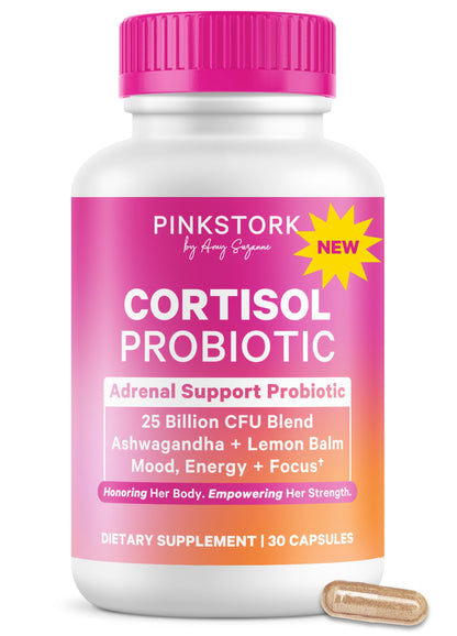 Pink Stork Cortisol Probiotic for Women – Mood and Adrenal Support Supplement – Ashwagandha, Lemon Balm, Chamomile, 25 Billion CFU – Gut Health, Energy, Focus – Lower Cortisol – 30 Capsules Pink StorkBuy Supplements Australia