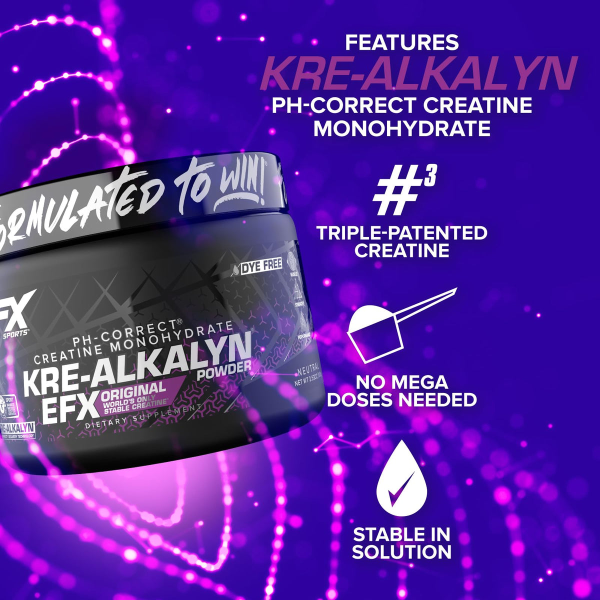 EFX Sports Kre-Alkalyn EFX Powder | pH Correct Creatine Monohydrate Powder Supplement | Strength, Muscle Growth & Performance | 66 Servings (Unflavored) EFX SportsBuy Supplements Australia