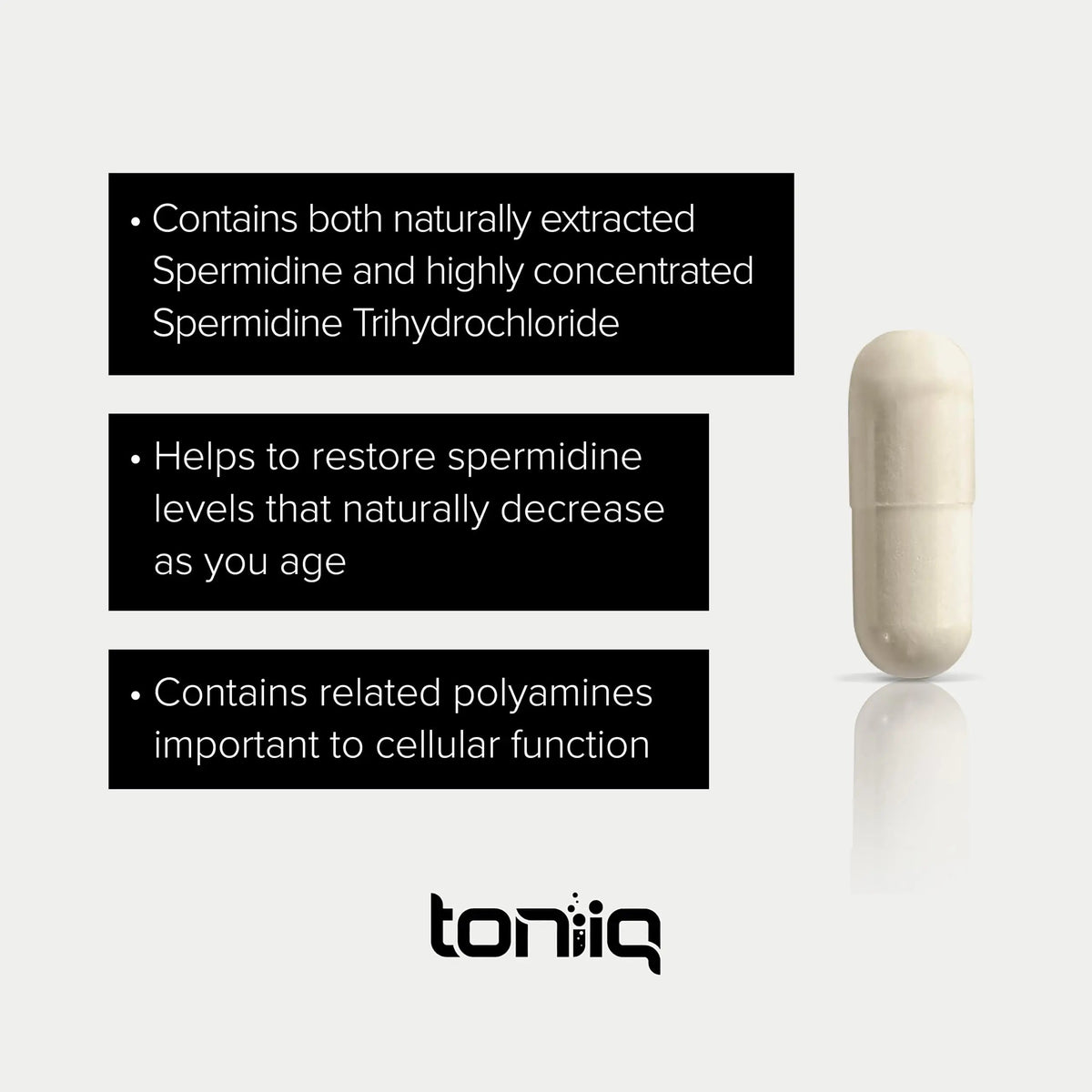 Toniiq 22mg Ultra Concentrated Spermidine Supplement -Spermidine Supplements for Men and Women - Rice Germ Extract and Trihydrochloride Complex Blend - 60 Vegetarian Capsules - 30 Servings Toniiq buy supplements Au