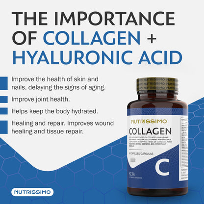 NUTRISSIMO Collagen + Hyaluronic Acid + Biotin + CoQ10 + Vitamins A, C (non-acidic), D and B12 + Zinc NUTRISSIMOBuy Supplements Australia