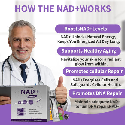 NAD+ Supplement Packets | 1000mg Liquid | Advanced Nicotinamide Riboside, Trans-Resveratrol, PQQ & Quercetin Complex for Cellular Energy & Healthy Aging Support - 2 Flavors (30 Count) USMIRALABBuy Supplements Australia