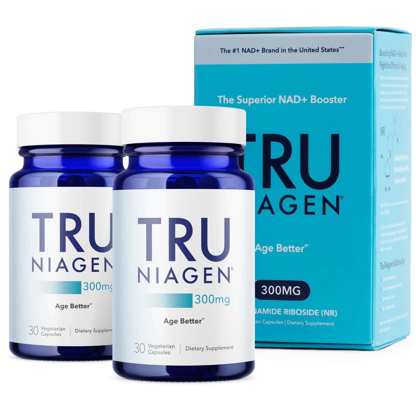 TRU NIAGEN Patented NAD Supplement for Brain Function, Anti Aging & Cell Regeneration, 300mg Niagen, 30 Servings | Supports Cellular Energy, Muscle | Nicotinamide Riboside (NR) Take 1 Daily | 2 Bottle TRU NIAGENBuy Supplements Australia