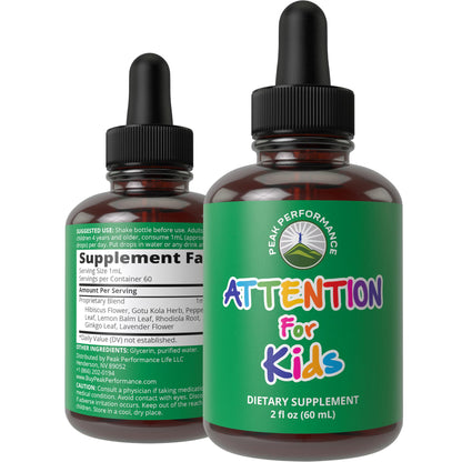 Kids Focus Drops. Attention Deficit Liquid Supplement for Concentration, Attention, Brain, Memory. No Bitter Taste. Natural Non-Habit Forming Sugar Free 7-in-1 Vegan Nootropic for Children, Teenagers Peak PerformanceBuy Supplements Australia