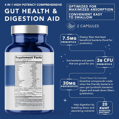 4-in-1 Prebiotic Probiotic & Postbiotic for Women & Men, Complete Gut & Digestive Support Supplement, Pre Post Probiotics & Digestive Enzymes 60 Capsules PLANT.O NUTRITIONBuy Supplements Australia