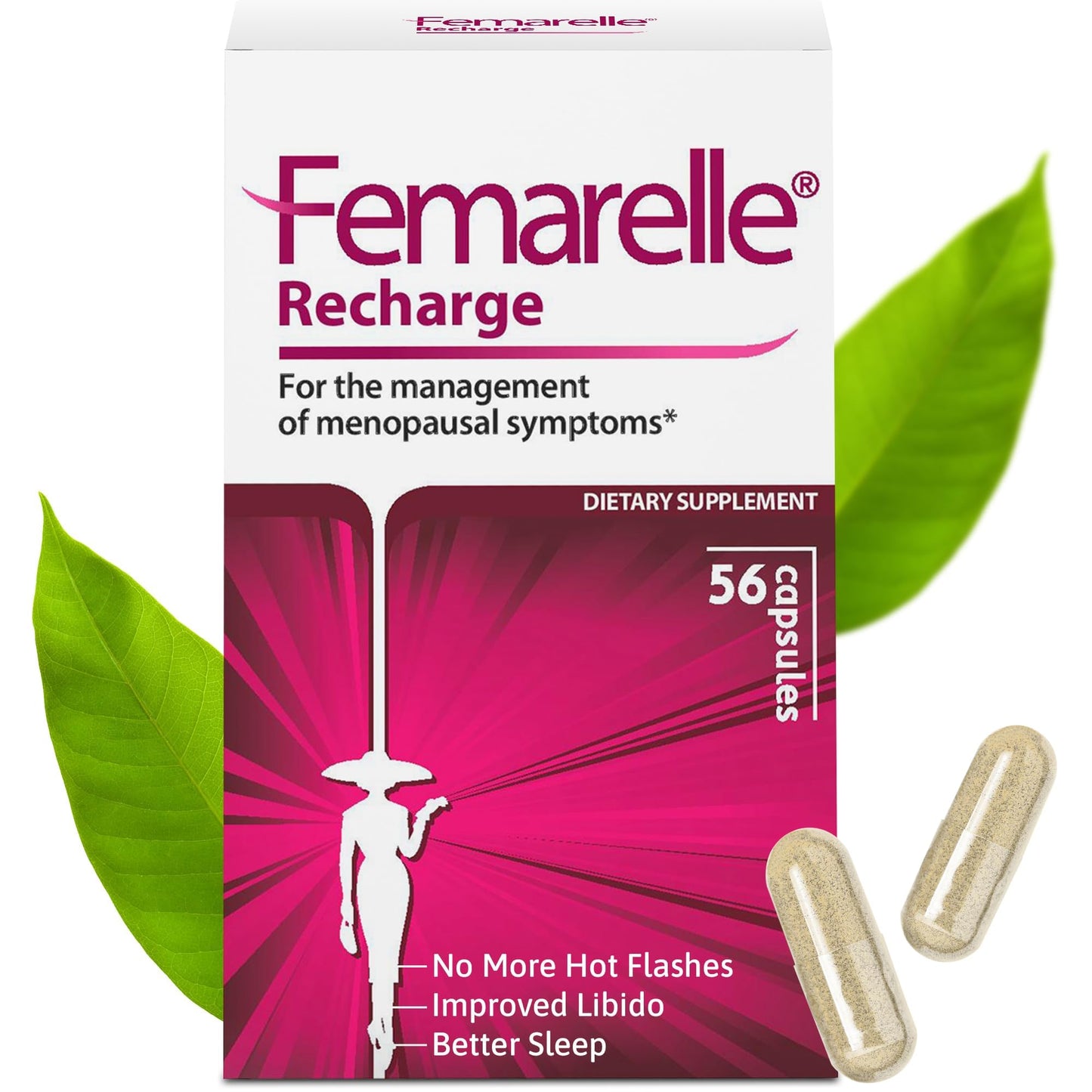 Femarelle® Recharge – Menopause Supplement for Women - Clinically Proven Menopause Relief - Hot Flashes, Night Sweats, Sleep & Libido Support Within 1st Month, Gluten-Free, GMO-Free & Hormone Free FemarelleBuy Supplements Australia