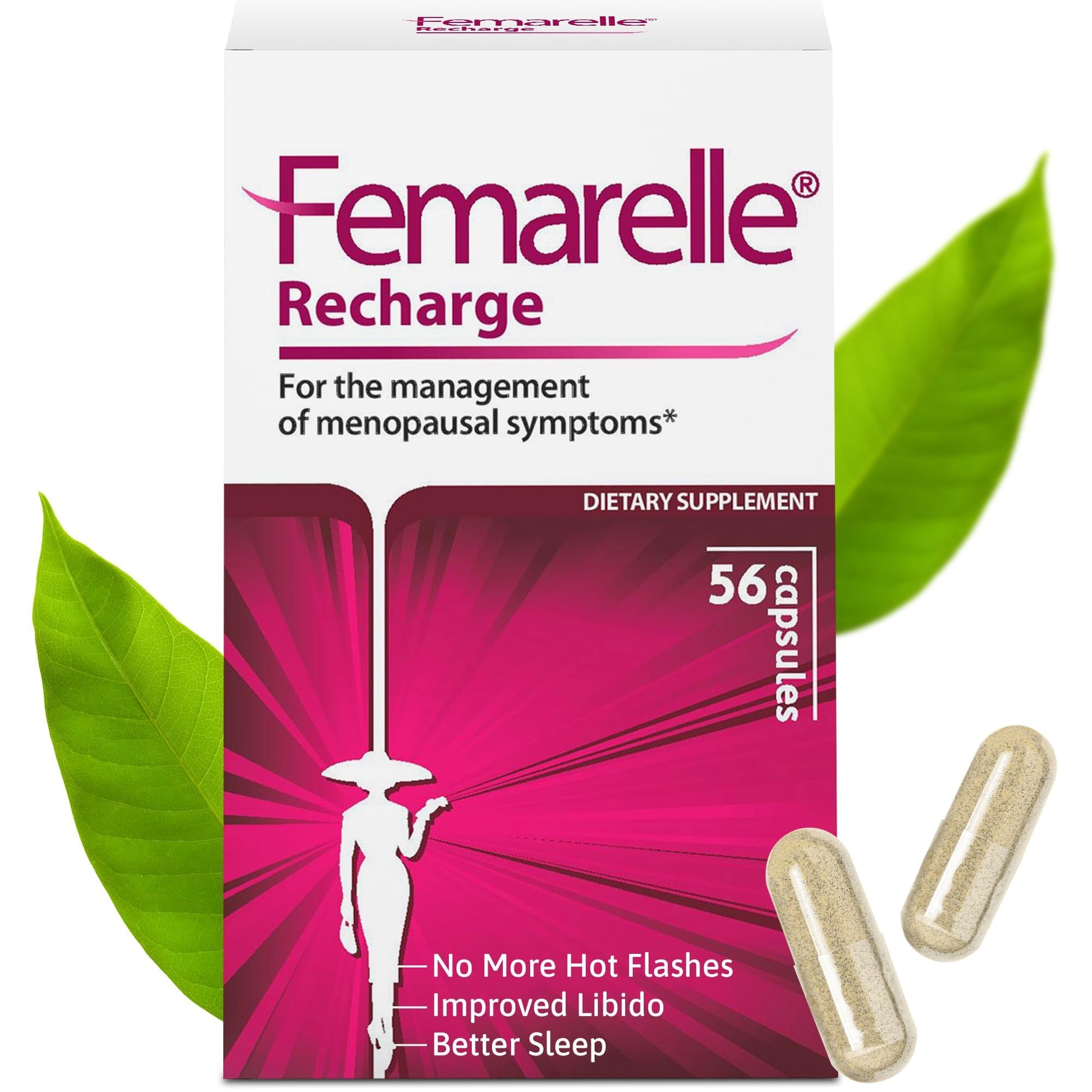 Femarelle® Recharge – Menopause Supplement for Women - Clinically Proven Menopause Relief - Hot Flashes, Night Sweats, Sleep & Libido Support Within 1st Month, Gluten-Free, GMO-Free & Hormone Free FemarelleBuy Supplements Australia