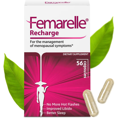 Femarelle® Recharge – Menopause Supplement for Women - Clinically Proven Menopause Relief - Hot Flashes, Night Sweats, Sleep & Libido Support Within 1st Month, Gluten-Free, GMO-Free & Hormone Free FemarelleBuy Supplements Australia