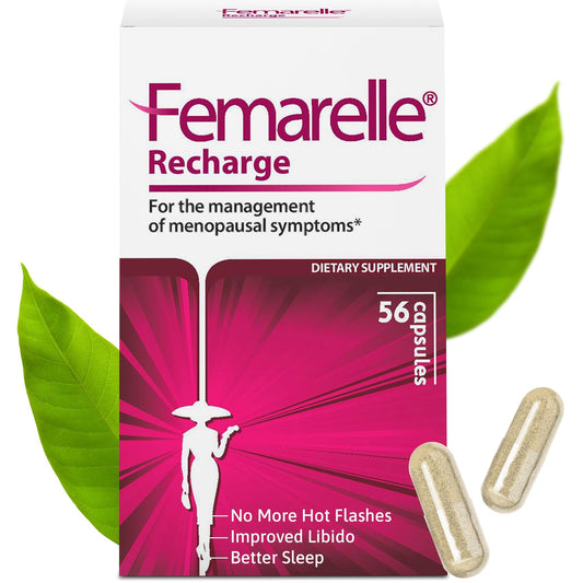 Femarelle® Recharge – Menopause Supplement for Women - Clinically Proven Menopause Relief - Hot Flashes, Night Sweats, Sleep & Libido Support Within 1st Month, Gluten-Free, GMO-Free & Hormone Free FemarelleBuy Supplements Australia