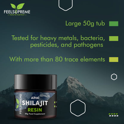 Natural Black Altai Shilajit Resin Large (50g) Pot | 100% Pure Additive Free | 80 Trace Feel SupremeBuy Supplements Australia