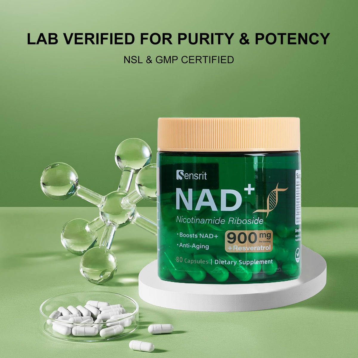 Sensrit NAD+ Supplement with Nicotinamide Riboside & Resveratrol | Cellular Energy & Mental Clarity Support | 40 Servings | Vegan, Non-GMO, Gluten Free SensritBuy Supplements Australia