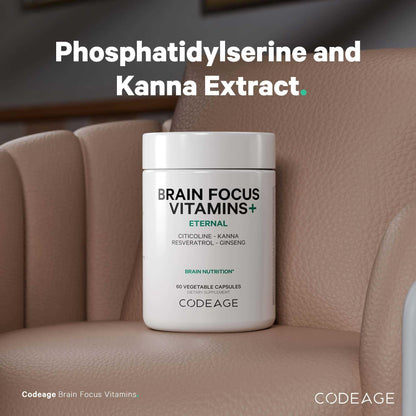 Codeage Brain Focus Vitamins+ Nootropic Supplement with Citicoline as Cognizin, Panax Ginseng, Resveratrol, Gotu Kola, Vitamin B12 Methylcobalamin - Liposomal Delivery - Non-GMO - 60 Capsules CodeageBuy Supplements Australia