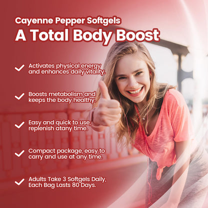 VivoNu Cayenne Pepper Softgels Supplement, Supports Leg Vein, Heart and Blood Vessel Health, with Vitamin E D3+K2 and Extracts of Grape Seed, Hawthorn
