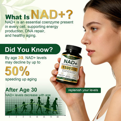 BUIUYLT NAD+ Supplement 1500mg, NR NMN Replacement with Resveratrol, Urolithin A, CoQ10 & Quercetin for Cellular Energy, Healthy Aging & Stamina for Women & Men - 120 Capsules BUIUYLTBuy Supplements Australia