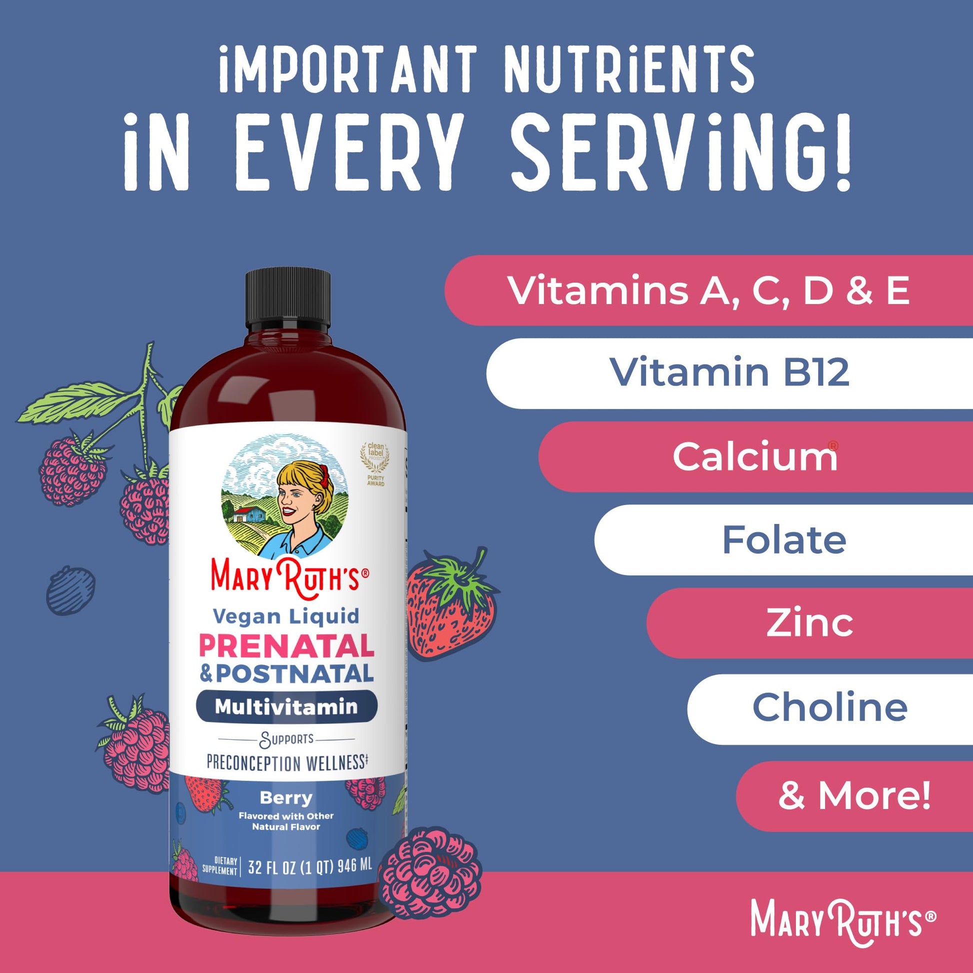 MARYRUTH'S Postnatal & Prenatal Vitamins for Women | Sugar Free | Selenium | Folate | Vegan | Non-GMO | Gluten Free | 32oz MARYRUTH'SBuy Supplements Australia