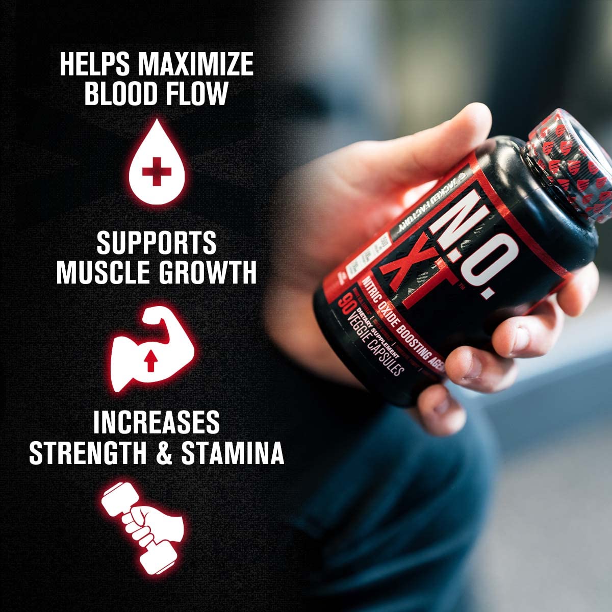 Jacked Factory Nitrosurge Pre-Workout in Arctic White & N.O. XT Nitric Oxide Booster for Men & Women