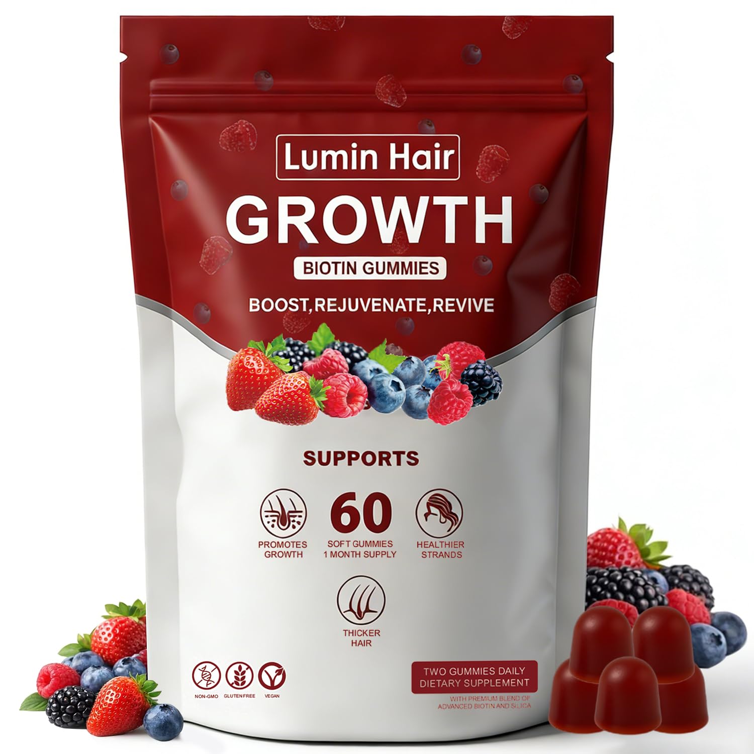 Lumin Hair Growth Gummies for Black Women, 60 Vegan Gummies, Daily Hair Nourishment with Biotin, Collagen & Botanical Extracts, Supports Healthy Hair Growth & Strength Lumin HairBuy Supplements Australia
