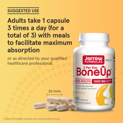Jarrow Formulas BoneUp Three Per Day for Bone Density and Skeletal Nutrition, Includes Vitamin D3, K2 (as MK-7) and Calcium