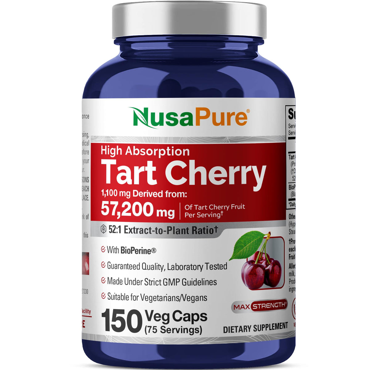 NusaPure Tart Cherry 57,200mg per Caps, 150 Count, Vegan, Non-GMO, Gluten Free NusaPureBuy Supplements Australia