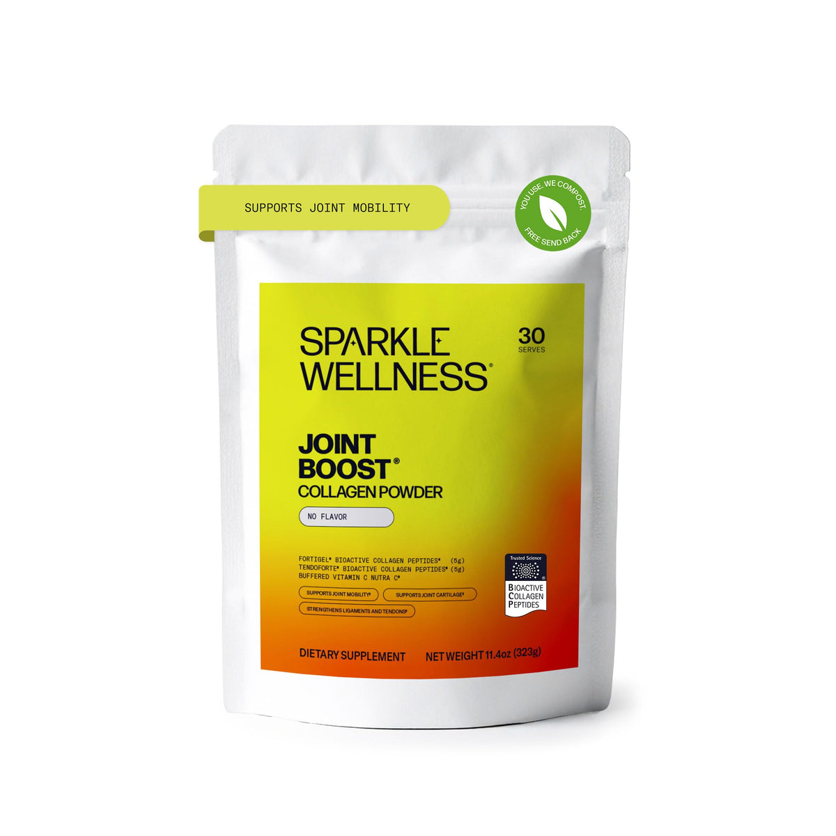 Sparkle Wellness FORTIGEL & TENDOFORTE Collagen Peptides | Collagen Powder with Calcium Ascorbate Vitamin C to Support Joint Mobility, Tendon & Ligament Health | Joint Boost (No Flavor) [30-Serves] Sparkle WellnessBuy Supplements Australia