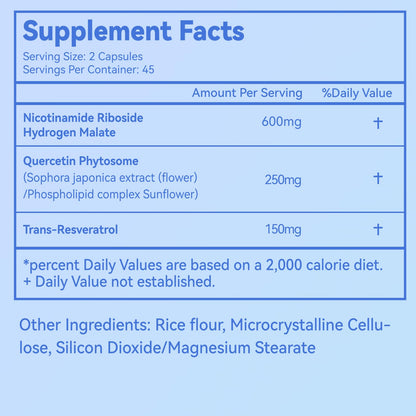Agumoon NAD+ Supplement 1000mg, Liposomal NAD Nicotinamide Riboside Supplement with Resveratrol & Quercetin for Women and Men - 90 Capsules AgumoonBuy Supplements Australia