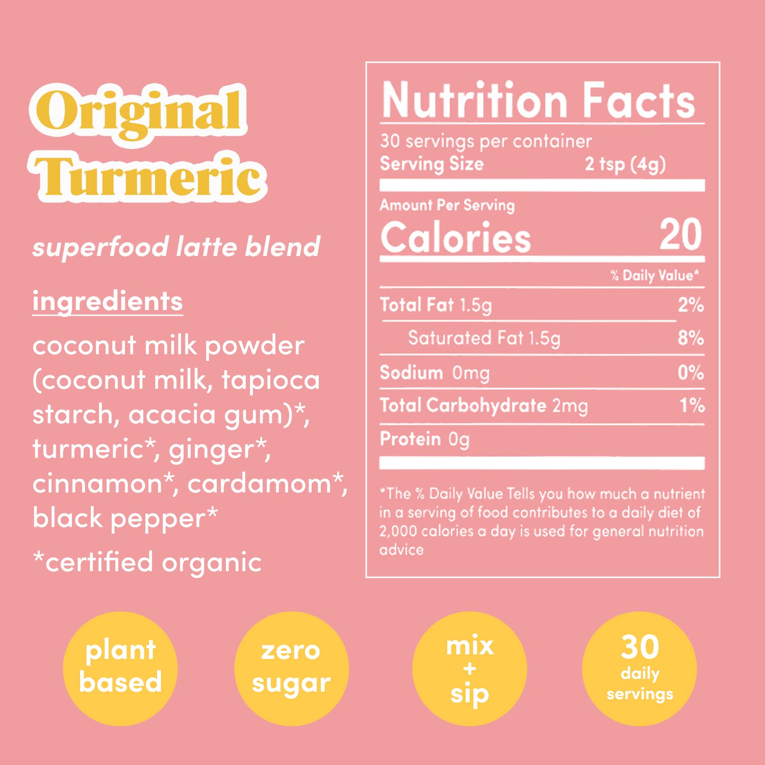 GOLDE - Superfood Latte Blend - Original Turmeric - Plant-Based w/Coconut, & Ginger - Vegan, Keto, Sugar-Free - 30 Servings GOLDEBuy Supplements Australia