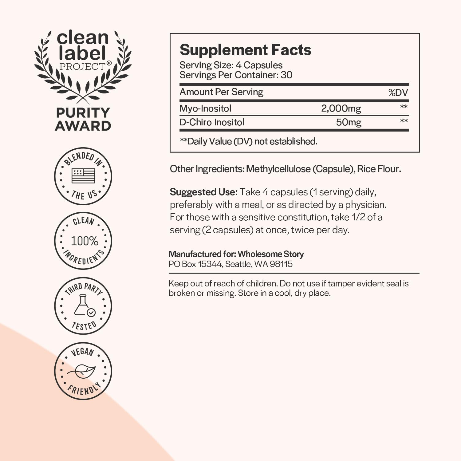 Myo-Inositol & D-Chiro Inositol Blend Capsule | 30-Day Supply | Most Beneficial 40:1 Ratio Wholesome StoryBuy Supplements Australia