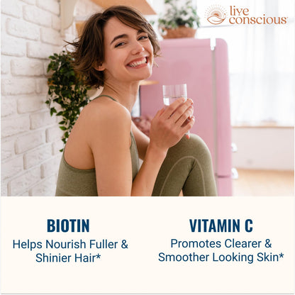 Live Conscious Beyond Collagen Multi Collagen Capsules - Types I, II, III, V & X - Hydrolyzed Blend with Biotin & Vitamin C for Hair, Skin, Nails 90 Capsules Live ConsciousBuy Supplements Australia
