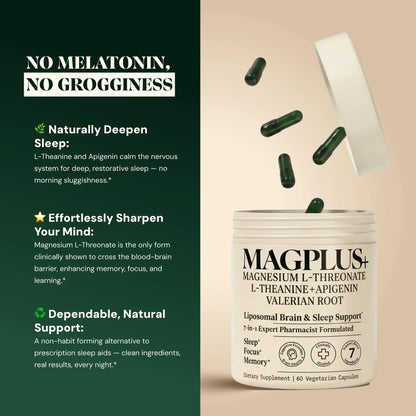 Magnesium L-Threonate with Apigenin, Valerian Root & L-Theanine – No Melatonin Restful Sleep & Brain Supplement – Clinically Studied 7-Ingredient Formula Plus+Ultra canada supplements