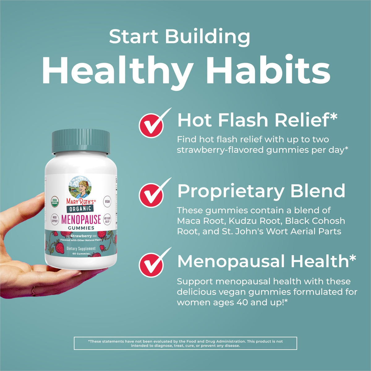 Organic Menopause Gummies by MaryRuth's | Menopause Supplements for Women | Mood Support | Hot Flash Relief | Maca Root | Black Cohosh | USDA Organic | Non-GMO | Vegan | 30 Servings MARYRUTH'SBuy Supplements Australia