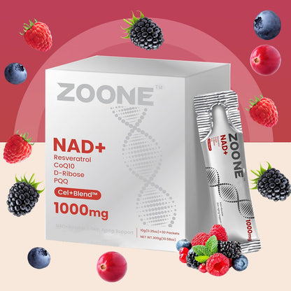 Zoone NAD Resveratrol Supplement, NAD+ Liquid Supplement 1000mg, with Nicotinamide Riboside, Resveratrol & PQQ, NAD Supplements for Men & Women, Healthy Aging & Boosts Cellular Energy – 30 Packs ZooneBuy Supplements Australia