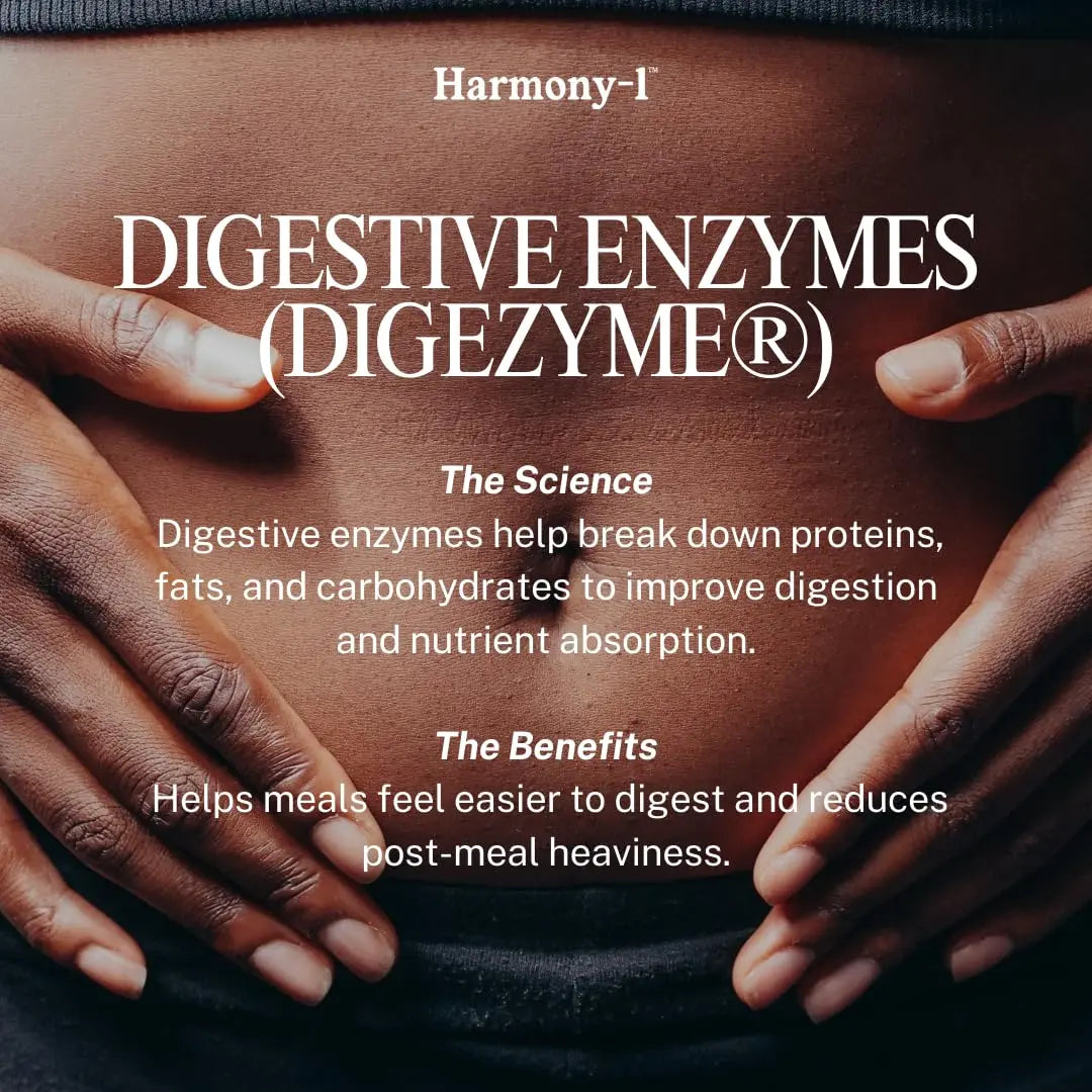 Harmony-1 Gut Health Supplement — Digestive Enzymes + Probiotics for Bloating Relief & Digestive Comfort — GLP-1 Friendly Digestive Support — 60 Capsules Harmony-1 buy supplements Au