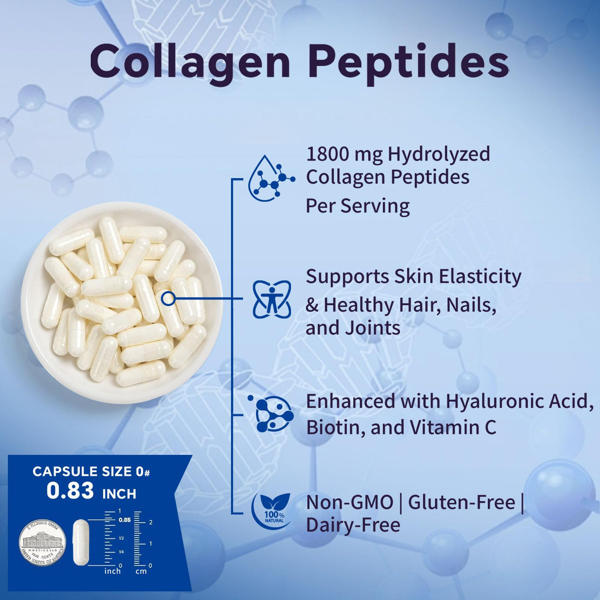 OTYKMBF Multi Collagen Peptides Pills 1800mg, Type I, II, III, V, X - Hydrolyzed Premium Collagen Complex Supports Skin, Joints, Hair & Nails, Hydrolyzed Protein for Women Men, 90 Capsules OTYKMBFBuy Supplements Australia