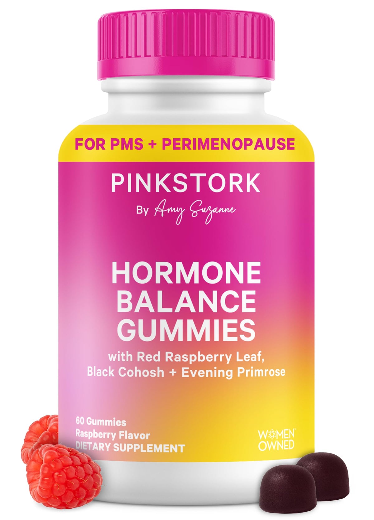 Pink Stork Hormone Balance Gummies for Women – PMS, Menopause & Estrogen Support – Mood, Bloating, Hot Flashes & Energy – Red Raspberry Leaf, Black Cohosh, Primrose – 60 Vegan Gummies Pink StorkBuy Supplements Australia