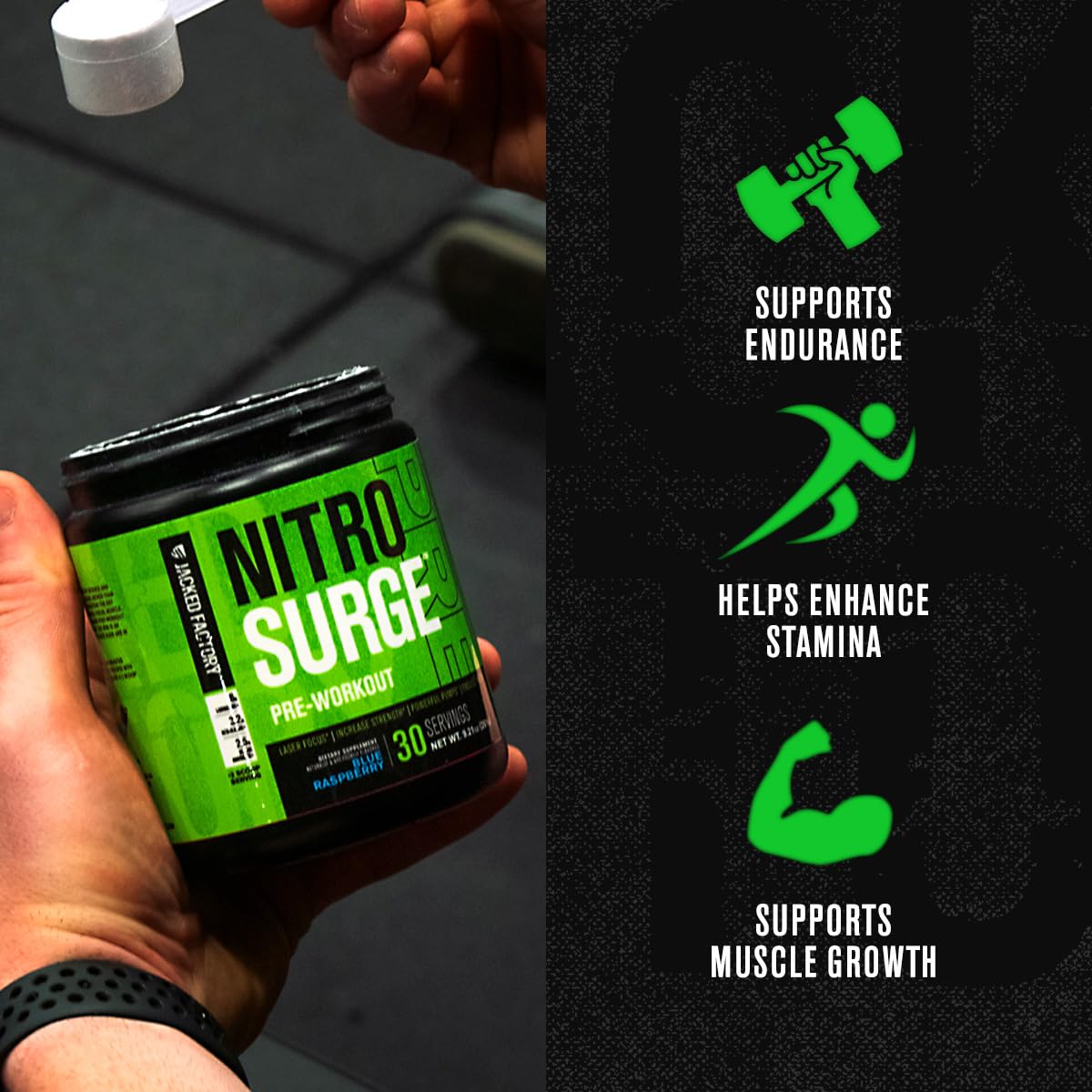 Nitrosurge Pre-Workout & Creatine Monohydrate - Pre Workout Powder With Creatine for Muscle Growth, Increased Strength, Endless Energy, Intense Pumps - Cherry Limeade Preworkout & Unflavored Creatine