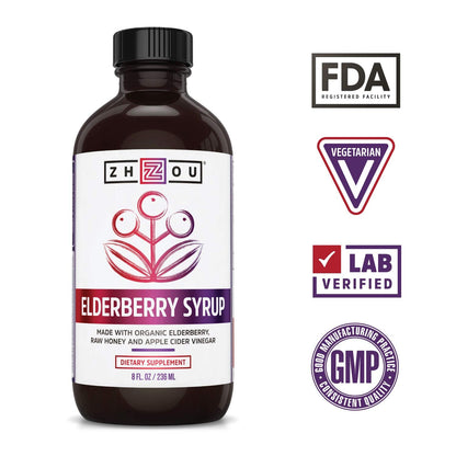 Zhou Nutrition Elderberry Syrup, Immune System Booster with Organic Elderberry Syrup Zhou NutritionBuy Supplements Australia