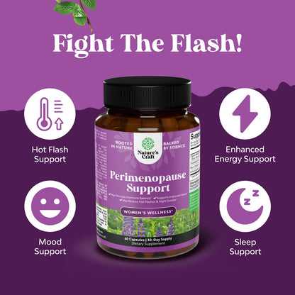 Complete Perimenopause Supplement for Women - Multibenefit Menopause Ease for Women with Maca Root Vitex Berry & Black Cohosh for Hot Flashes Night Sweats Hormone Balance and Mood Support - 60 Count Natures CraftBuy Supplements Australia