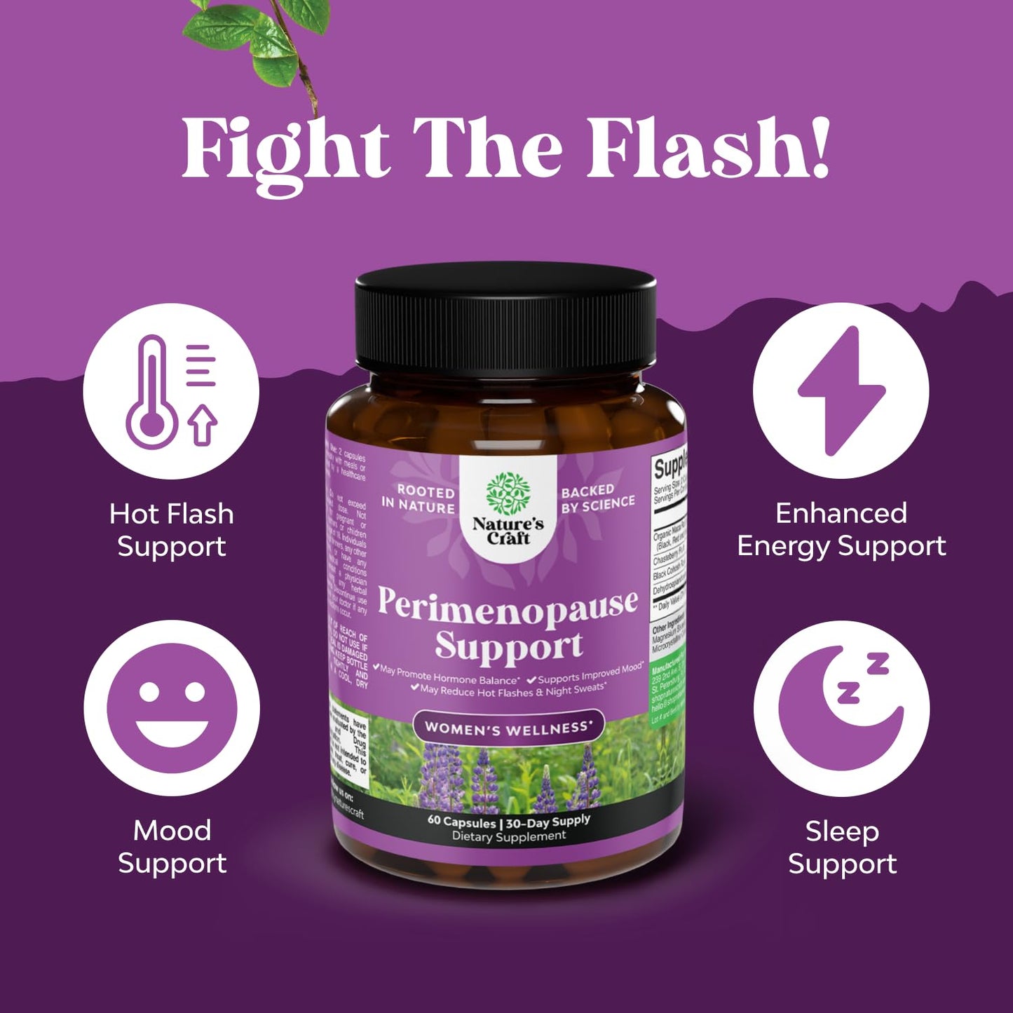 Complete Perimenopause Supplement for Women - Multibenefit Menopause Ease for Women with Maca Root Vitex Berry & Black Cohosh for Hot Flashes Night Sweats Hormone Balance and Mood Support - 60 Count Natures CraftBuy Supplements Australia