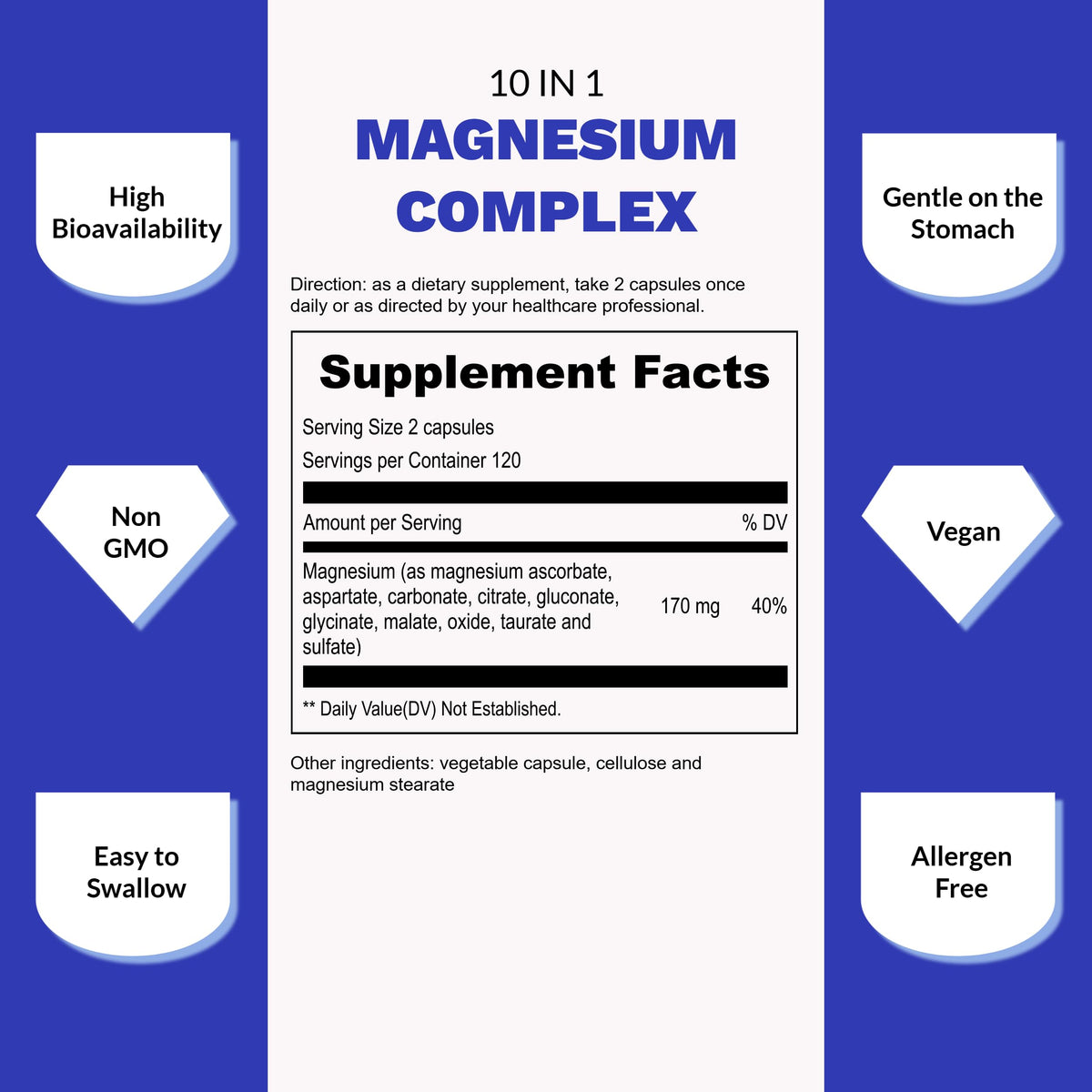 UpNourish Magnesium Supplement - 10 in 1 Magnesium Complex - Full Spectrum Magnesium Mineral Supplements with Glycinate, Citrate, Taurate, Malate, Carbonate, Oxide and More, 240 Vegan Capsules UpNourish buy supplements Au