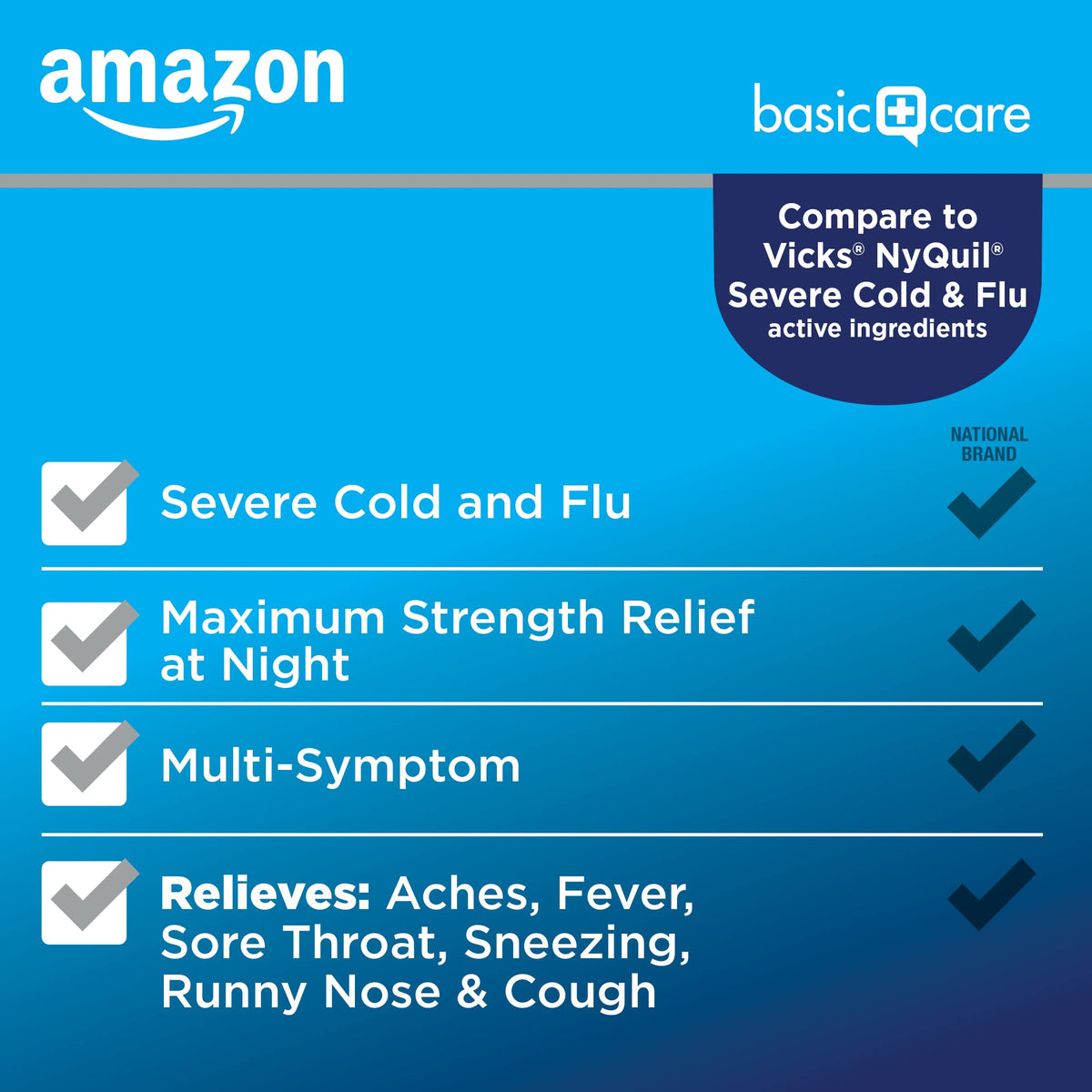 Amazon Basic Care Nighttime Severe Cold and Flu Syrup, Max Strength Liquid Medicine, Multi-Symptom Relief, for Adults and Children 12 Years and Older, Mixed Berry Flavor, 12 fl oz Amazon Basic Care buy supplements Au