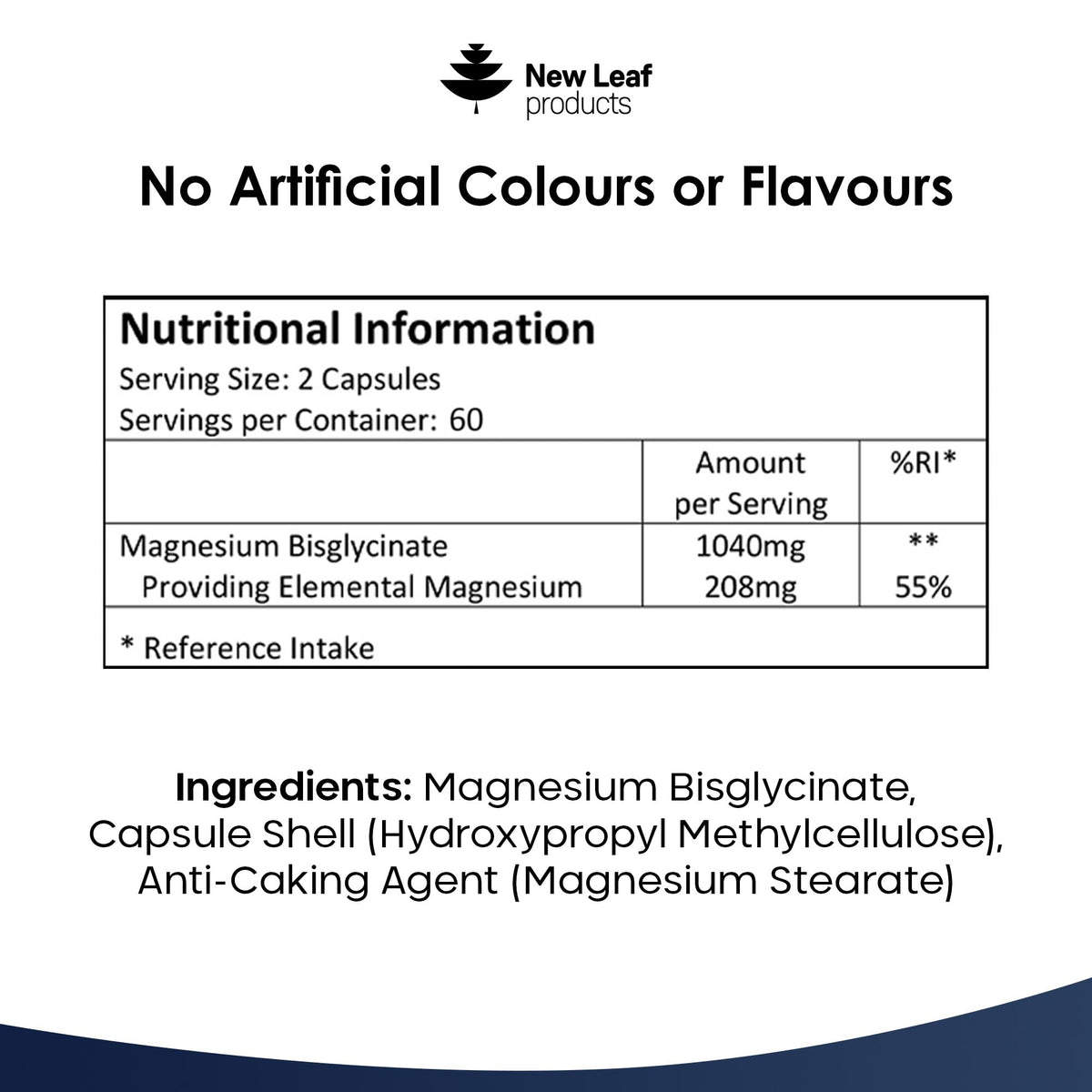 Magnesium Glycinate Supplements - 1040mg of Magnesium - 120 High Strength Capsules NEW LEAF PRODUCTSBuy Supplements Australia