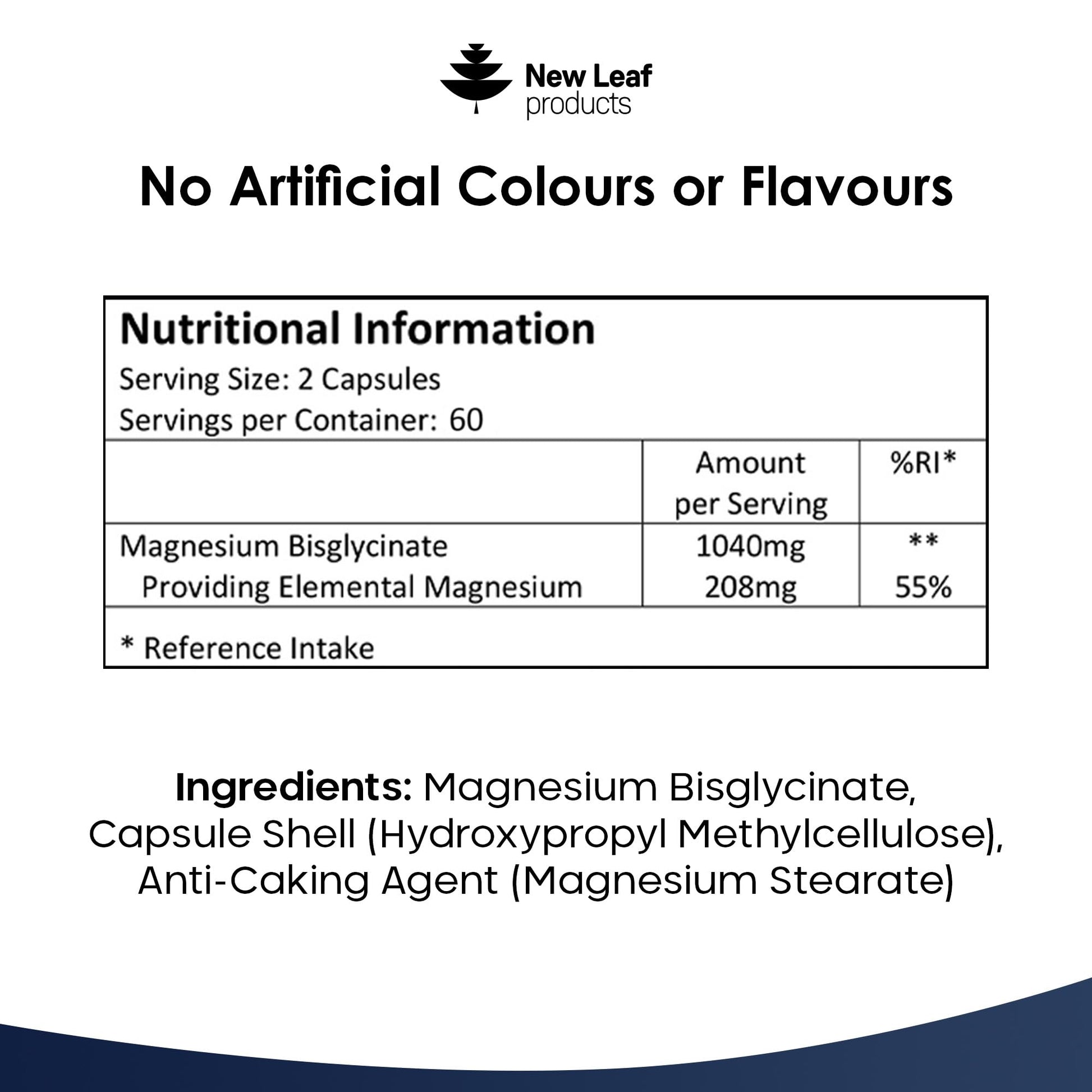 Magnesium Glycinate Supplements - 1040mg of Magnesium - 120 High Strength Capsules NEW LEAF PRODUCTSBuy Supplements Australia