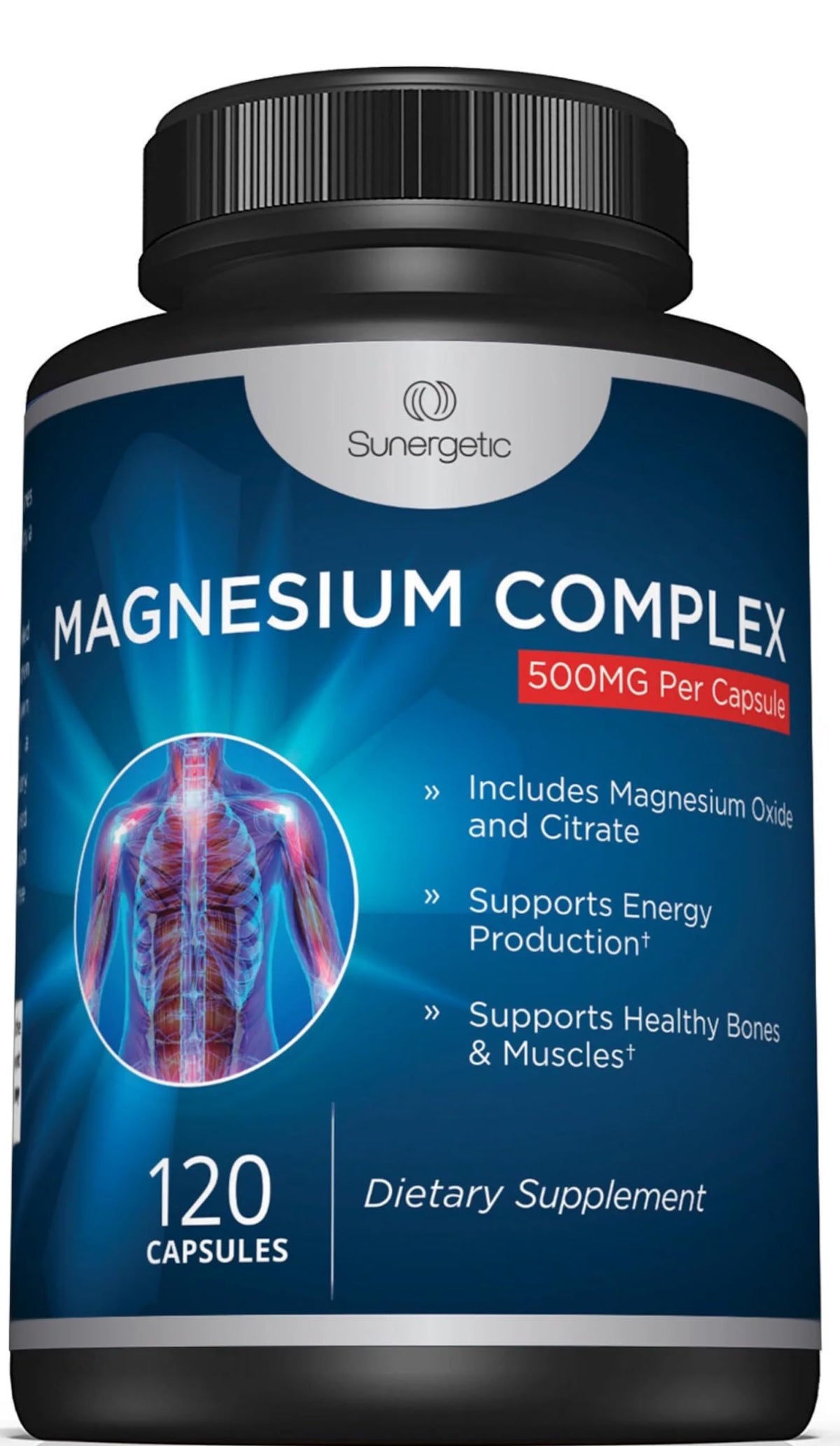 Premium Magnesium Citrate Capsules – Powerful 500mg Magnesium Oxide & Citrate Supplement – Helps Support Healthy Bones, Muscles, Teeth, Energy & Relaxation – 120 Vegetable Capsules SunergeticBuy Supplements Australia
