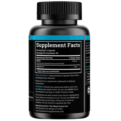 NMNH Supplement 250MG Pure Dihydro-Nicotinamide Mononucleotide (NMN Supplement Alternative with Bioperine® For 3X The Bioavailability) NAD Supplement to Boost NAD+ Levels For Anti-Aging & Energy Black ForestBuy Supplements Australia