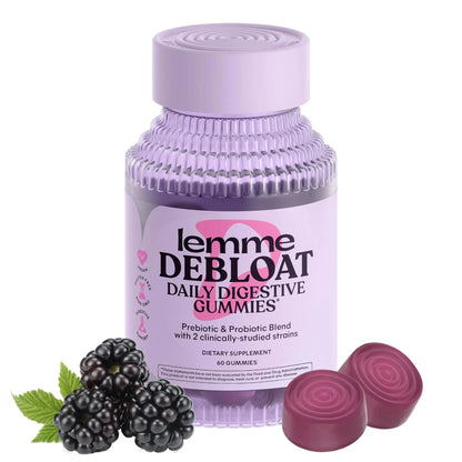 Lemme Debloat - Digestive & Gut Health Gummies with 2 Clinically Studied Probiotics & Prebiotic, Vegetarian, Gluten Free, Non GMO, BlackBerry Flavor (60 Count) LemmeBuy Supplements Australia