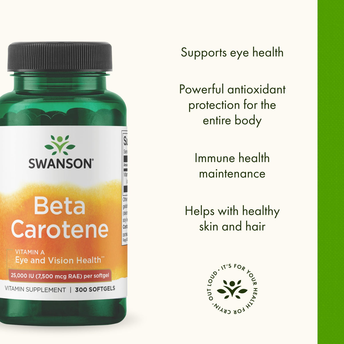Swanson Beta-Carotene Vitamin A 25,000 IU Eye and Skin Health Supplement for Adults Seeking Vision and Immune Support - 7,500 mcg (300 Softgels) Swanson buy supplements Au