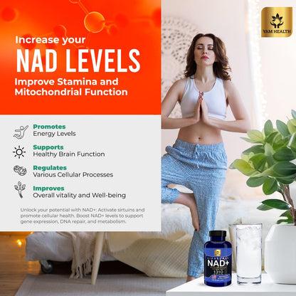 YAM Health Liposomal NAD Nicotinamide Riboside Equivalent with Trans-Resveratrol 300mg, Premium Halal NAD Supplement for Energy Metabolism, DNA Repair and Longevity, Vegan, Non-GMO (60 Count) YAM HealthBuy Supplements Australia