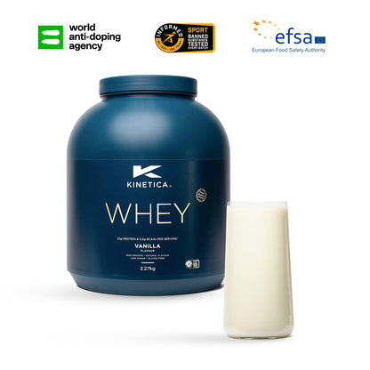 Kinetica Vanilla Whey Protein Powder | 2.27kg | 23g Protein per Serving | 76 Servings KineticaBuy Supplements Australia