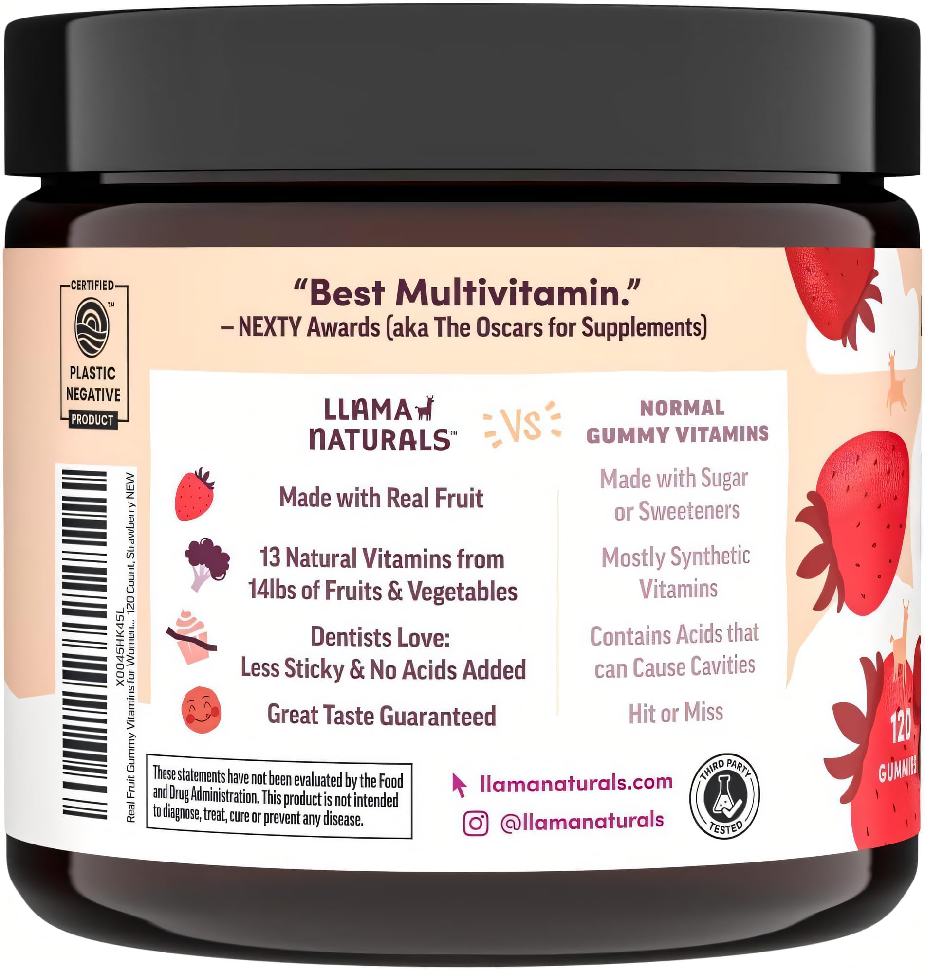 Llama Naturals Multivitamin for Women, Vegan, Organic Gummies with Vitamin D, C and K, Women's Real Fruit Gummy Vitamins Llama NaturalsBuy Supplements Australia