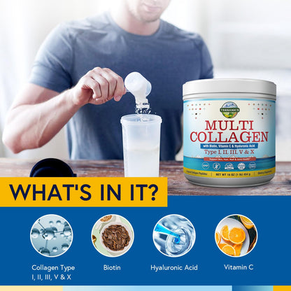 Terranics Multi Collagen Powder Type I II II V X with Biotin VC Hyaluronic Acid, Paleo TerranicsBuy Supplements Australia